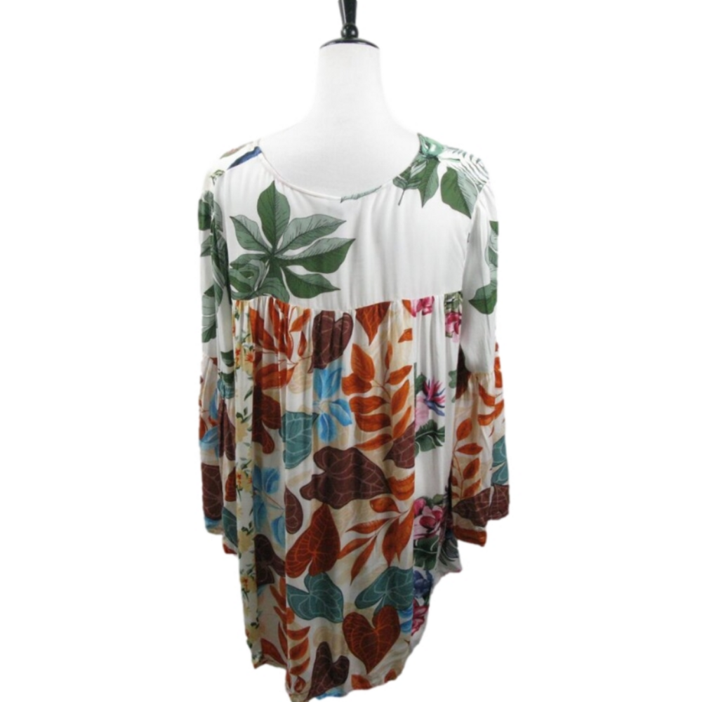 Sacred Threads Patchwork Floral Tunic Blouse Size L to XL - Picture 4 of 6